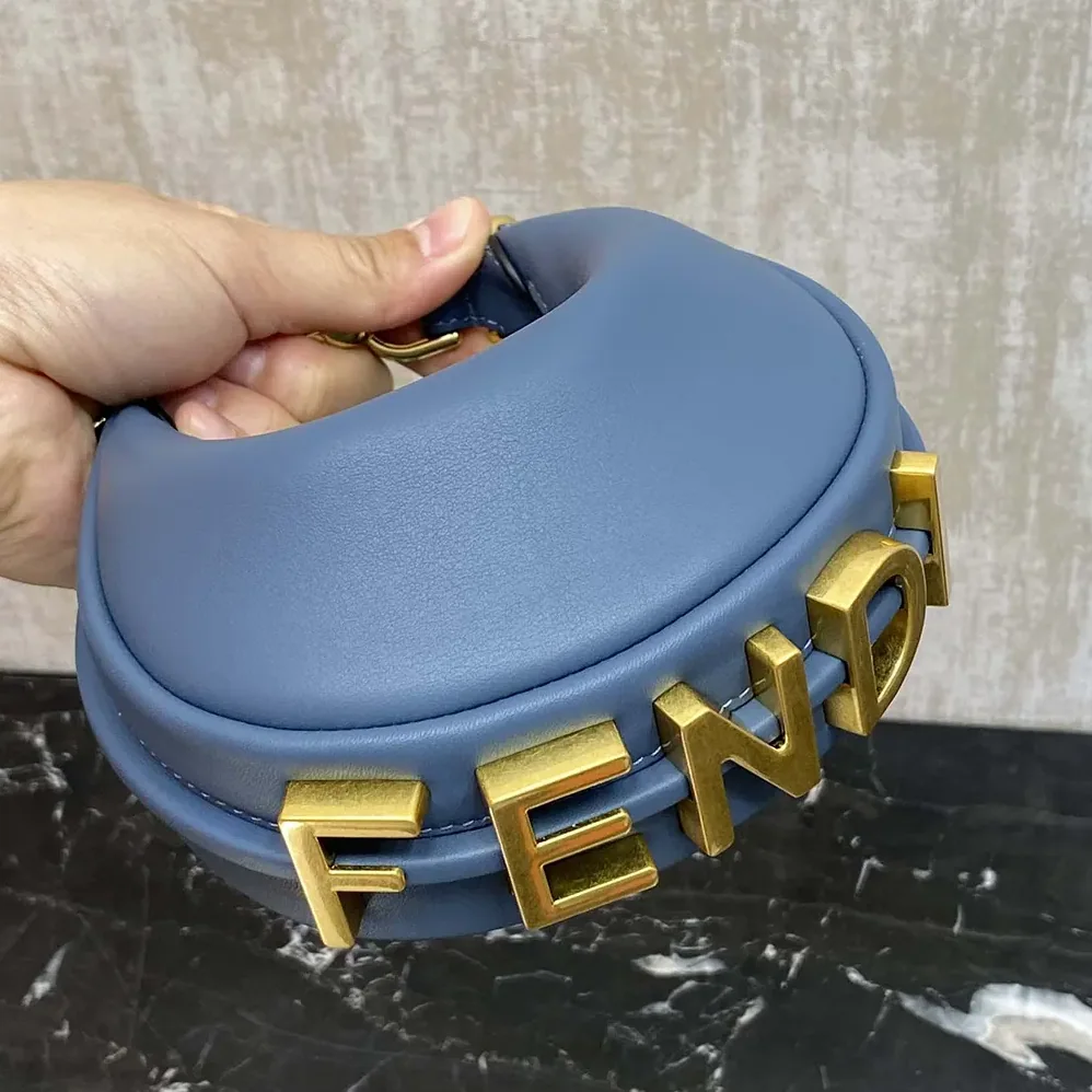 Fendi Fendigraphy Mini Blue Leather Mini for Women in bag