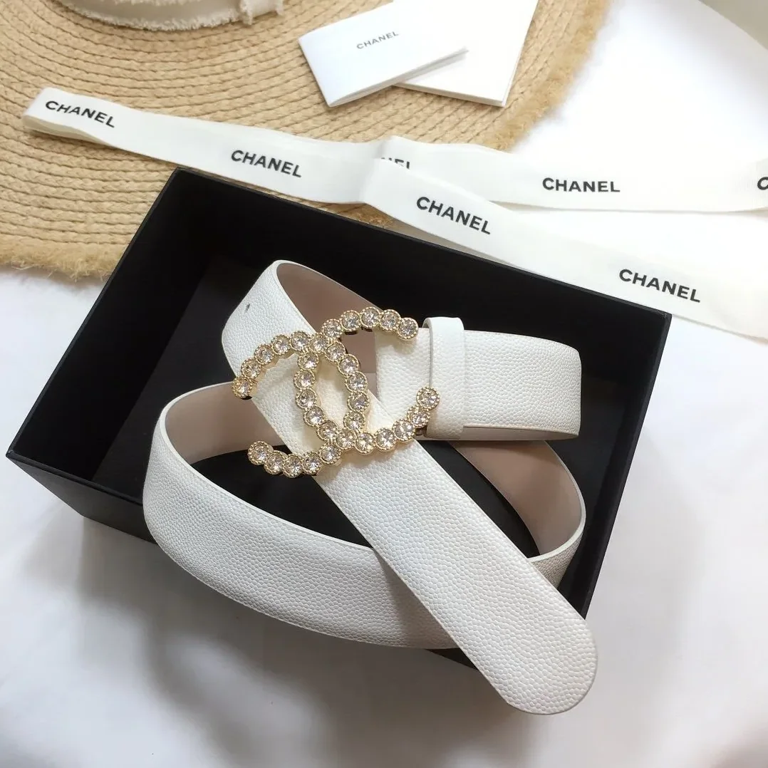 Chanel Belt With Beaded Buckle White With Gold Toned Hardware for Women