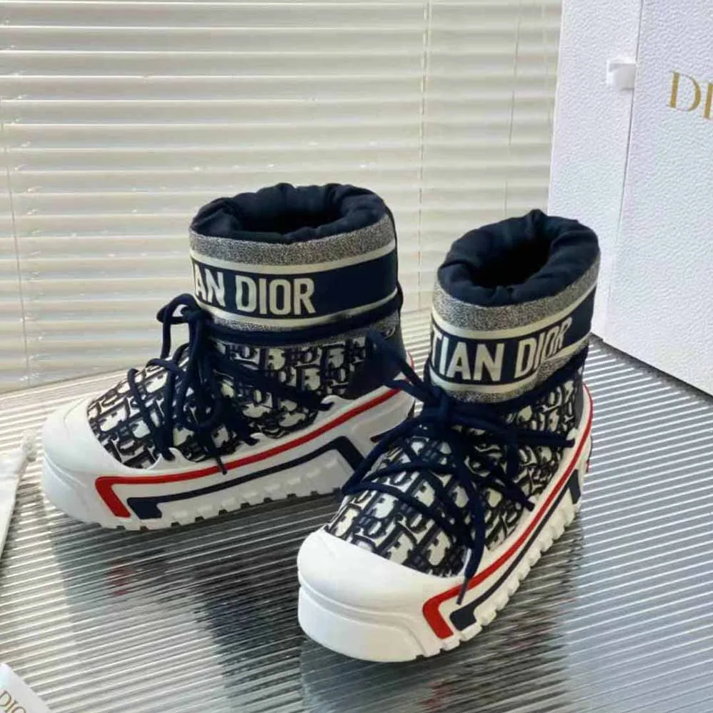 Dior Dioralps Snow Ankle Boot Deep Blue Dior Oblique Shiny Nylon for Women
