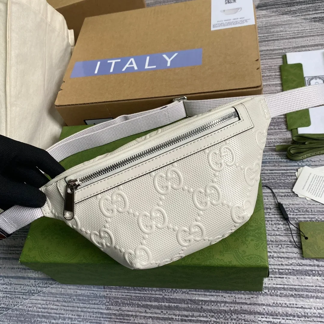 Gucci GG Embossed Belt Bag White GG Embossed / Gucci GG Embossed Belt Bag White GG Embossed /