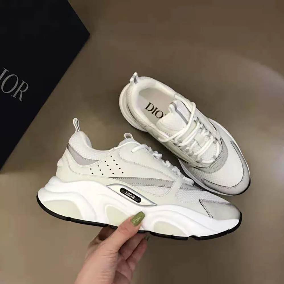 Dior B22 Sneaker White Technical Mesh with White and Silver for Men in Tone Calfskin