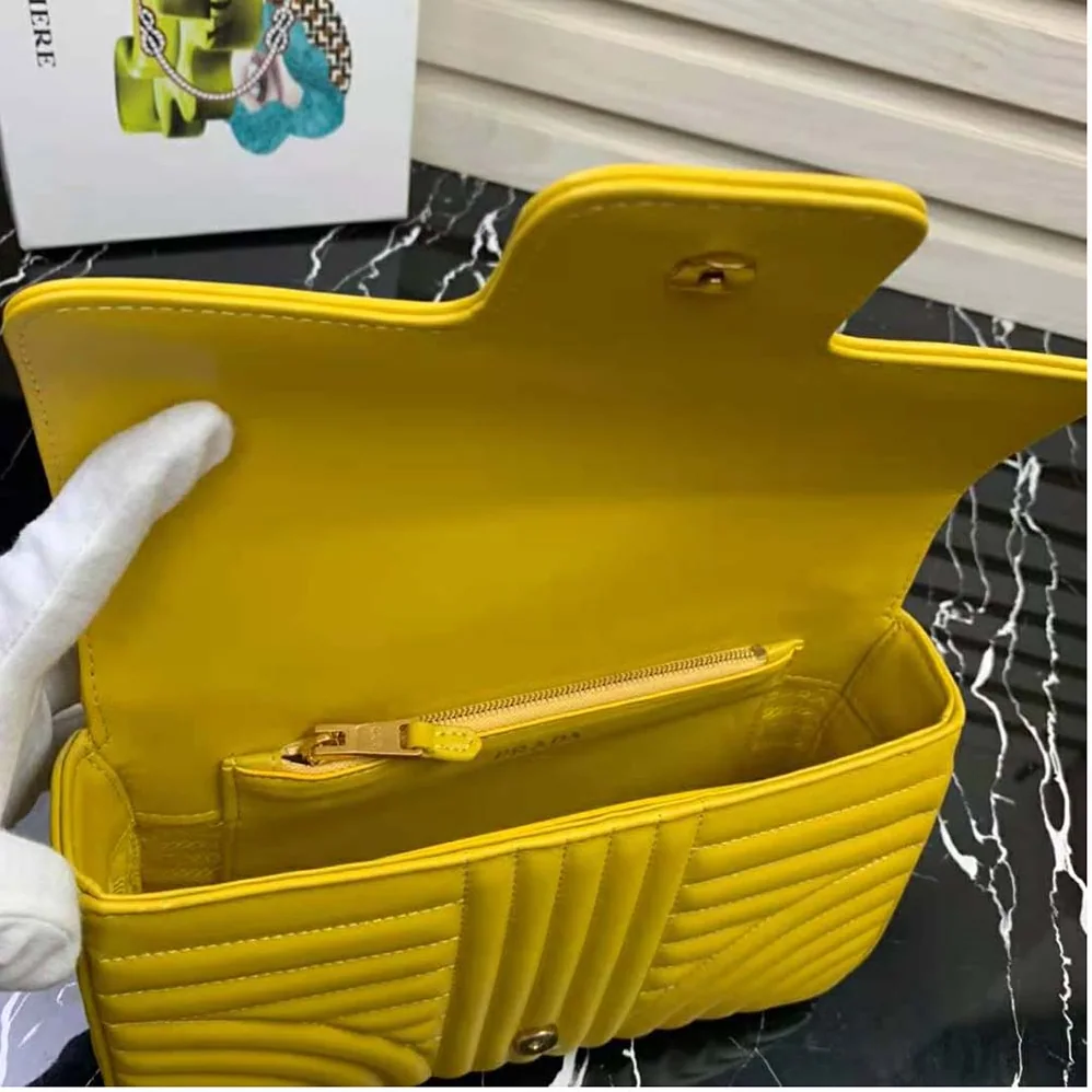 Prada Medium Leather Prada Diagramme Bag for Women in Yellow