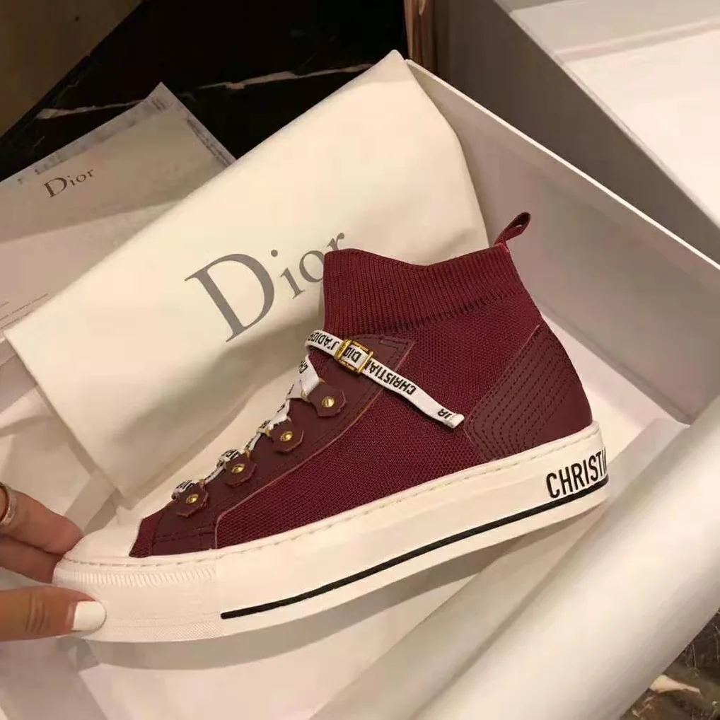 Dior Walk'N'Dior Techincal Knit Mid-Top Sneaker for Women in Red Dior Walk'N'Dior Techincal Knit Mid-Top Sneaker for Women in Red