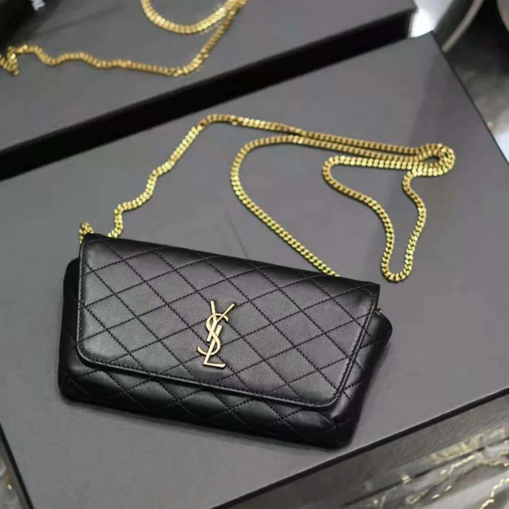 Saint Laurent YSL Gaby Phone Holder in Quilted Leather for Women
