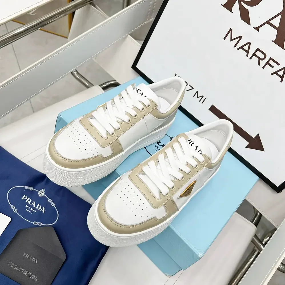 Prada Downtown Bold Leather Sneakers for Women