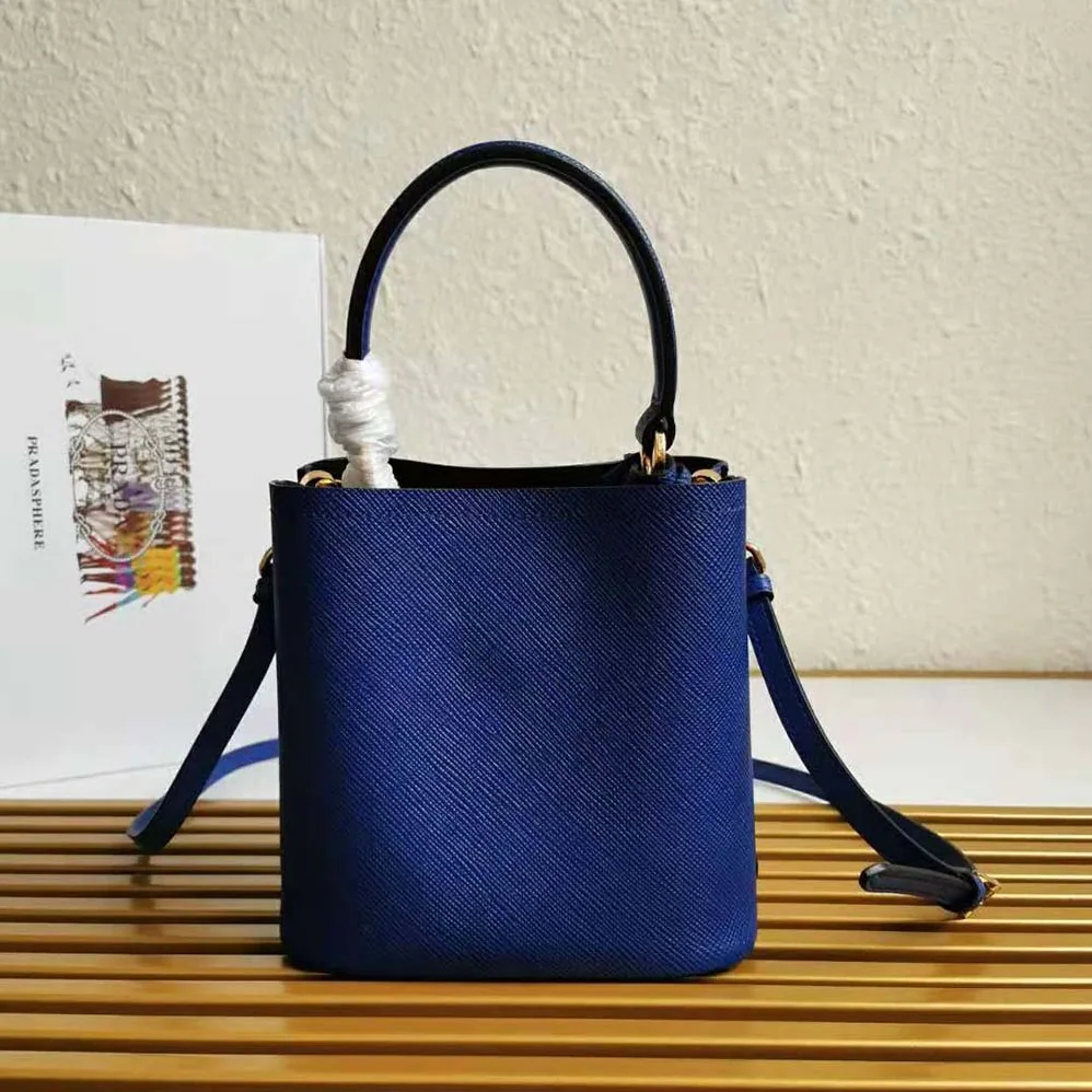 Prada Small Saffiano Leather Prada Panier Bag for Women in Navy Prada Small Saffiano Leather Prada Panier Bag for Women in Navy