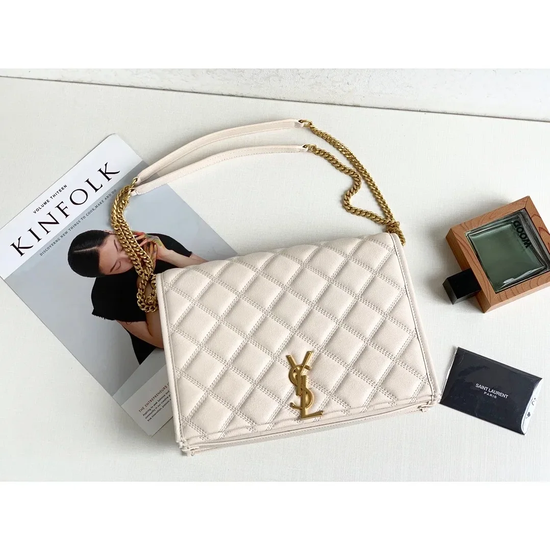 Saint Laurent Becky Small Shoulder Bag White in YSL Saint Laurent Becky Small Shoulder Bag White in YSL