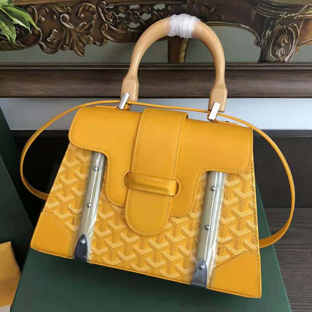Goyard Sac Saïgon PM in Toile Goyardine & Clamecy Calfskin for Women in Yellow Goyard Sac Saïgon PM in Toile Goyardine & Clamecy Calfskin for Women in Yellow