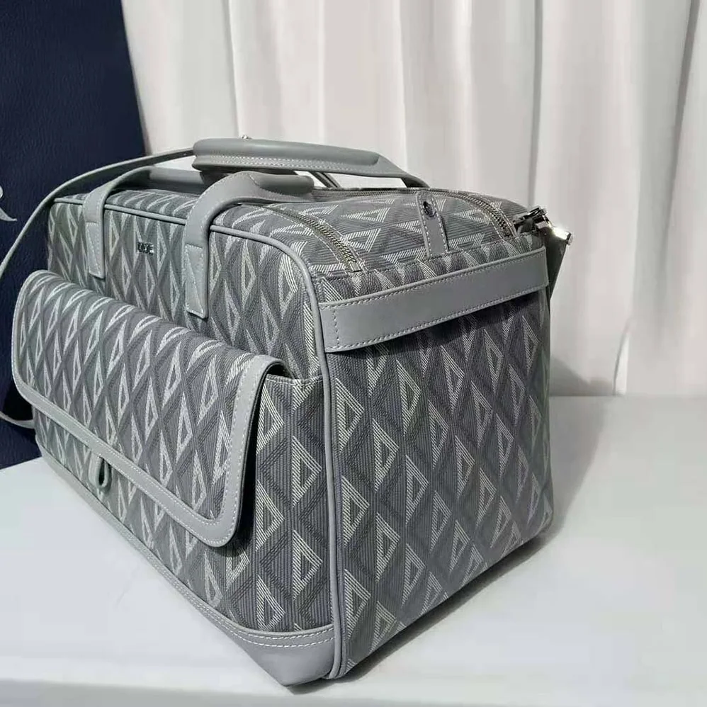 Dior Hit the Road Pet Carrier Bag Dior Gray CD Diamond Canvas and Smooth Calfskin for Men Dior Hit the Road Pet Carrier Bag Dior Gray CD Diamond Canvas and Smooth Calfskin for Men