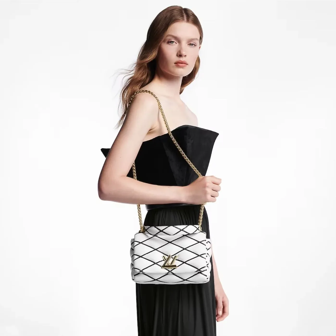 Louis Vuitton GO- White/ Black Bag - 9.1 Inches/ Louis Vuitton GO- White/ Black Bag - 9.1 Inches/