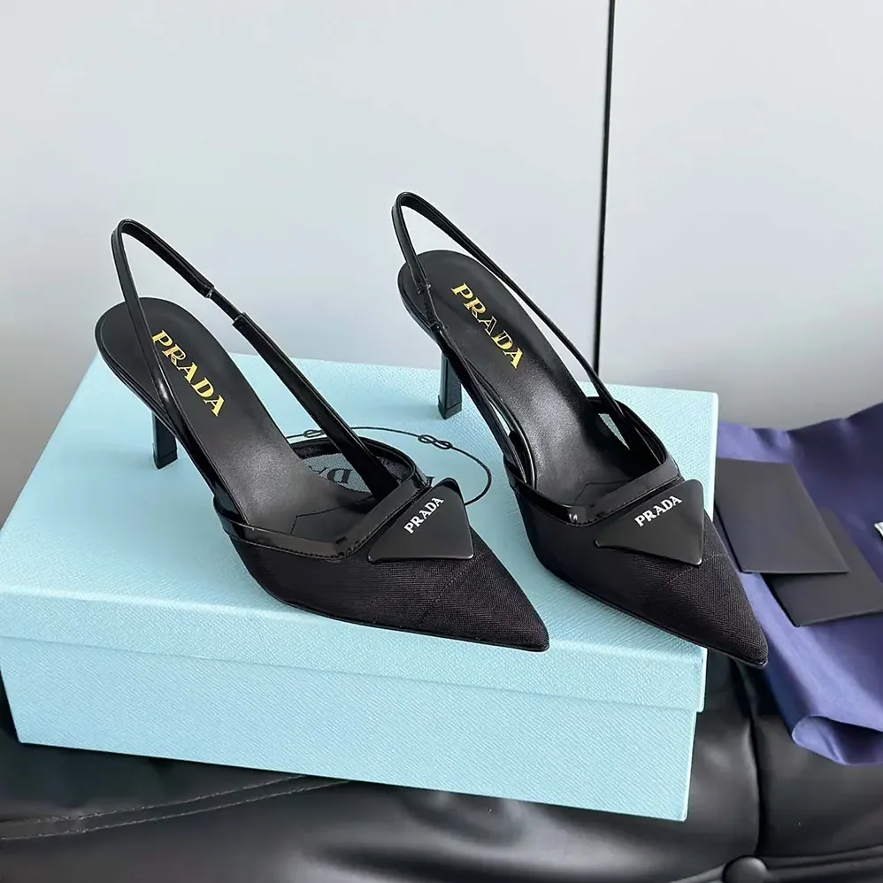 Prada Mesh Fabric Slingback Pumps for Women in Black