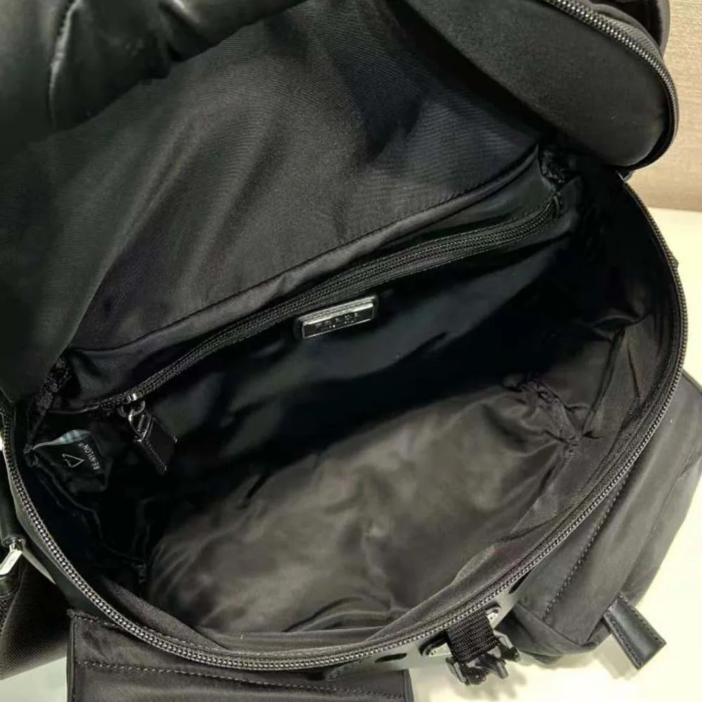 Prada Re-Nylon and Leather Backpack for Unisex in Black Prada Re-Nylon and Leather Backpack for Unisex in Black