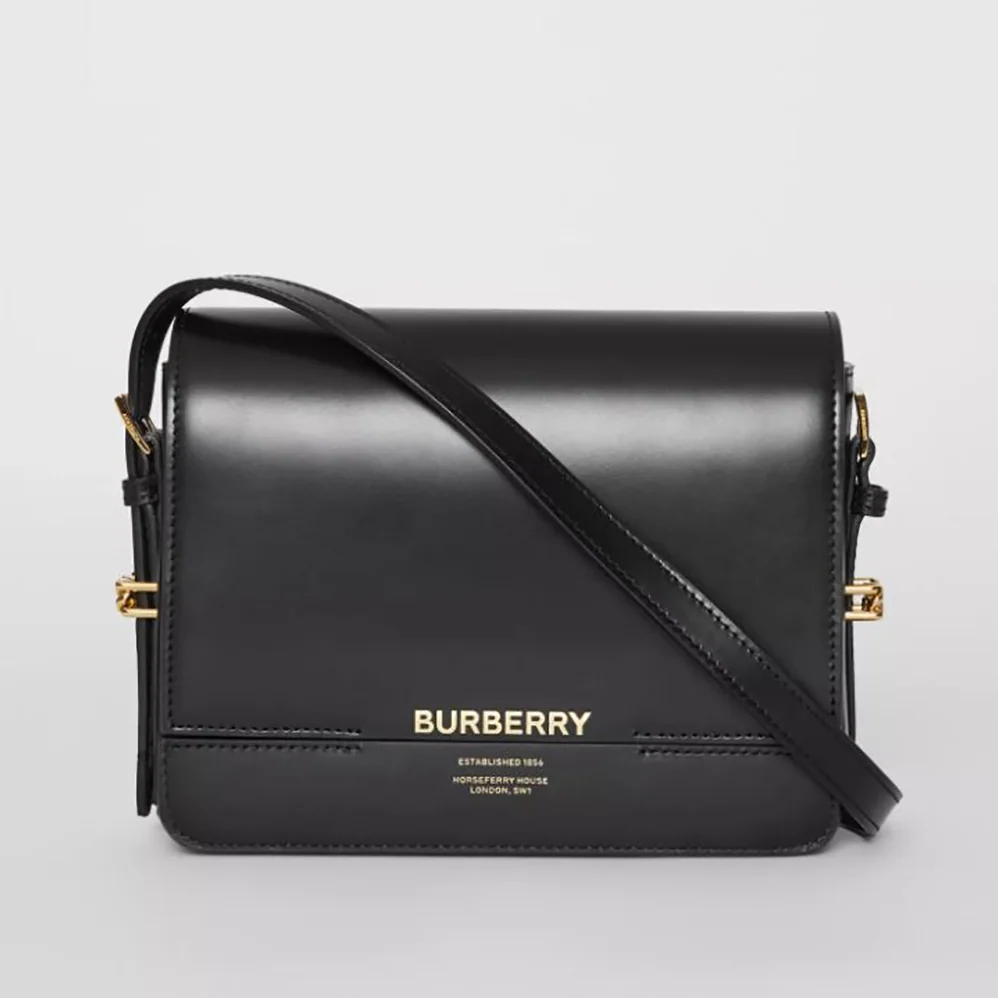 Burberry Small Two-tone Leather Grace Bag for Women in Black