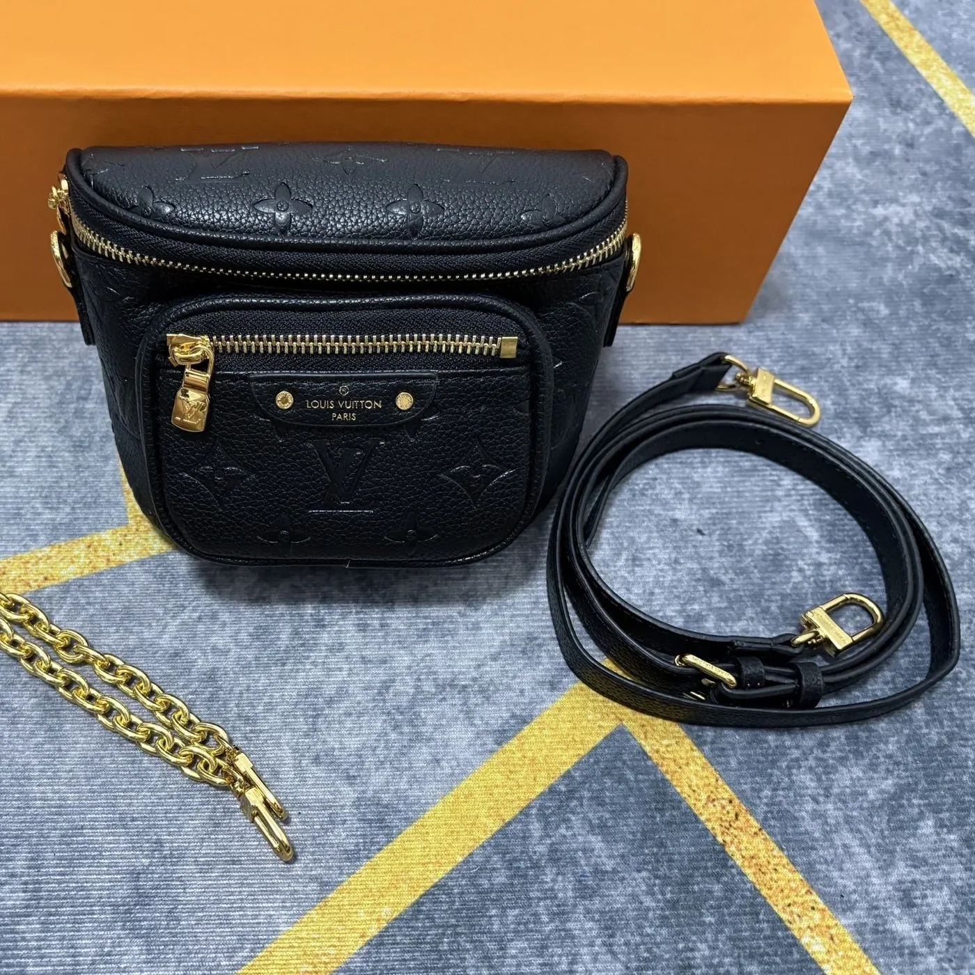 Louis Vuitton Mini Bumbag / Monogram Empreinte Gold Hardware Black