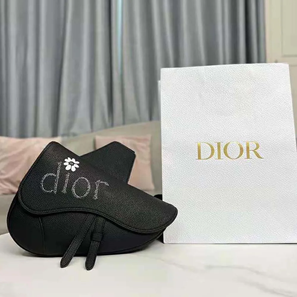 Dior By Erl Saddle Bag Black Grained Calfskin for Men Dior By Erl Saddle Bag Black Grained Calfskin for Men