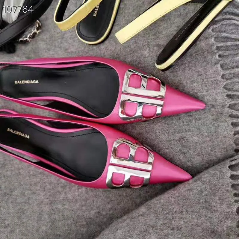 Balenciaga BB Flat Slingback Ballerina Satin 5mm Arch for Women in Rose Balenciaga BB Flat Slingback Ballerina Satin 5mm Arch for Women in Rose