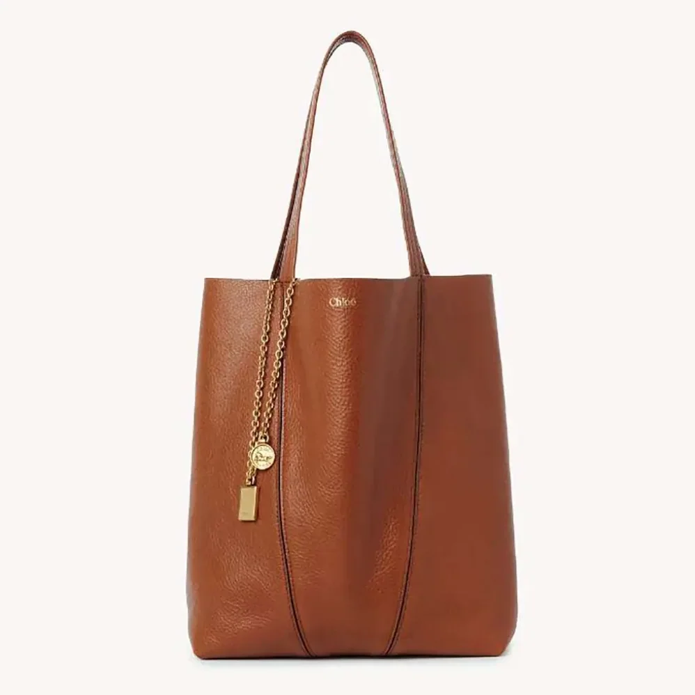 Chloe Chloé Spin Tote Bag in Grained Leather for Women in Brown Chloe Chloé Spin Tote Bag in Grained Leather for Women in Brown