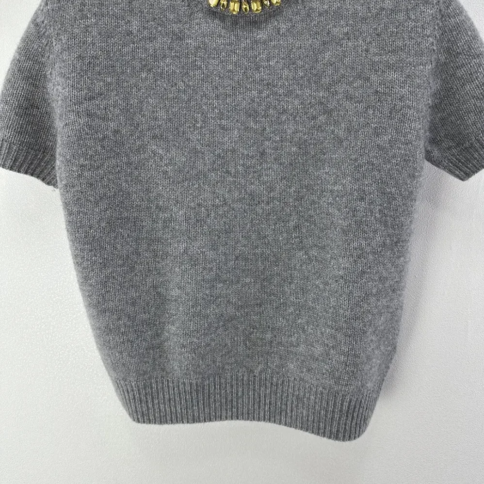 Prada Wool And Cashmere Crew-Neck Sweater for Women in Grey