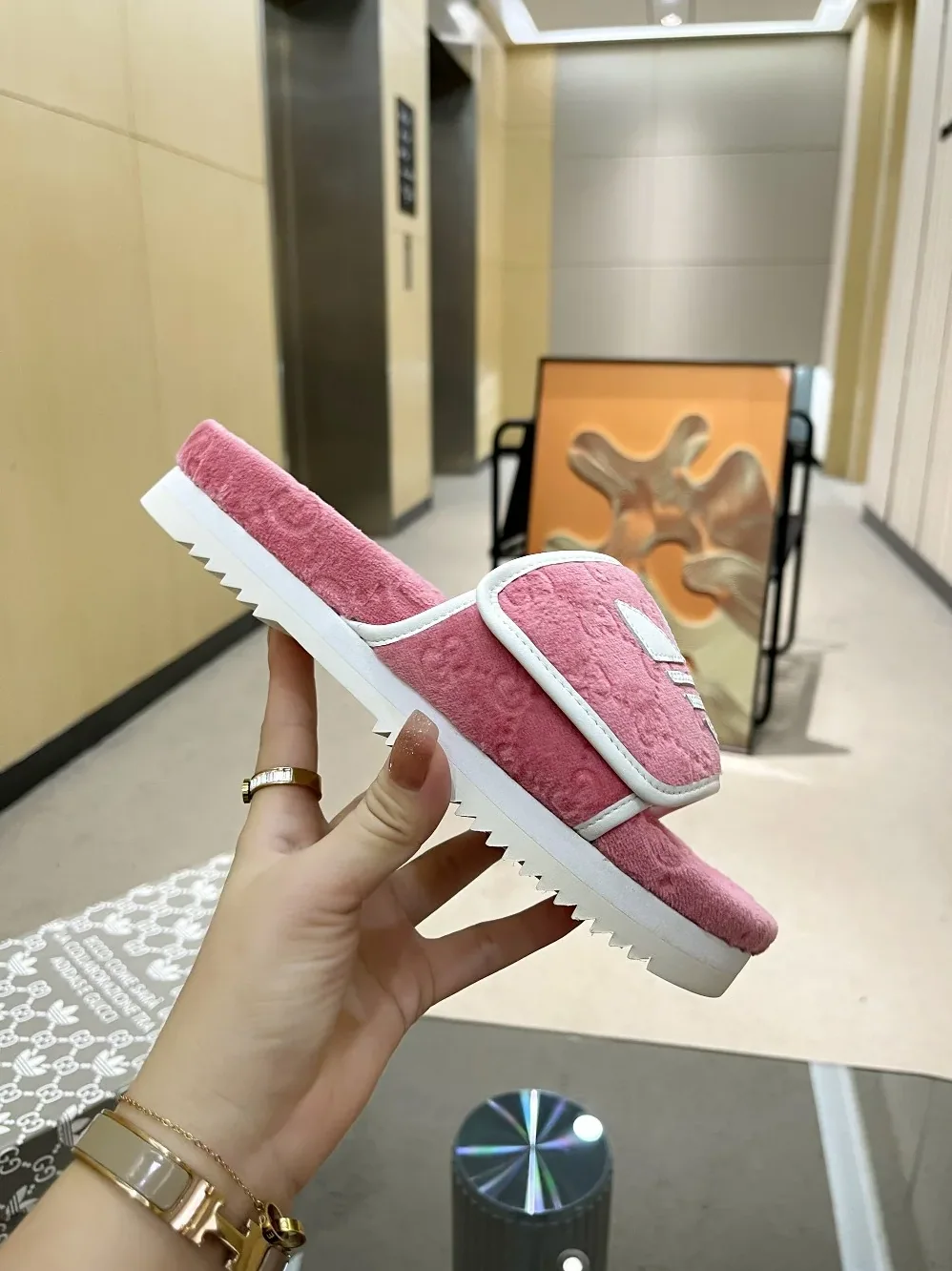 Gucci x Adidas GG Platform Sandal Pink for Women Gucci x Adidas GG Platform Sandal Pink for Women