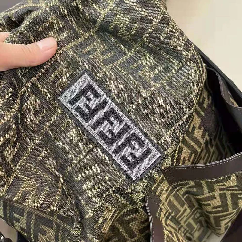 Fendi Strike Large FF Jacquard Fabric Backpack for Men in Brown