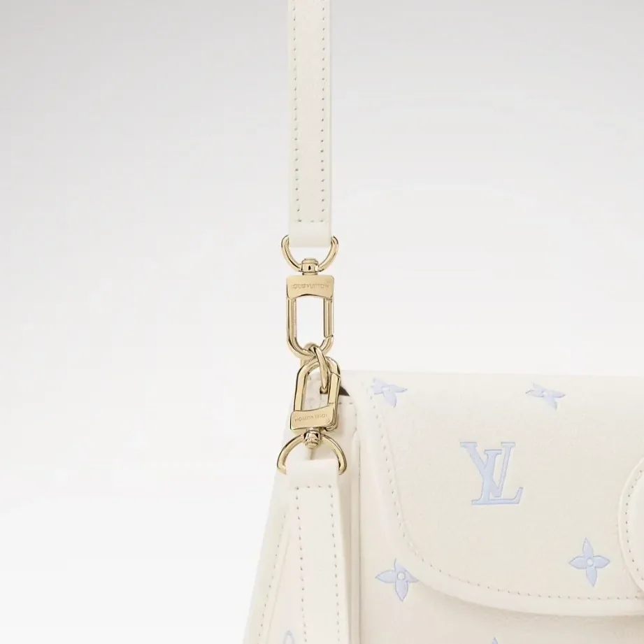 Louis Vuitton Diane Shouder Bag / Milky White/ Blue Gold Hardware