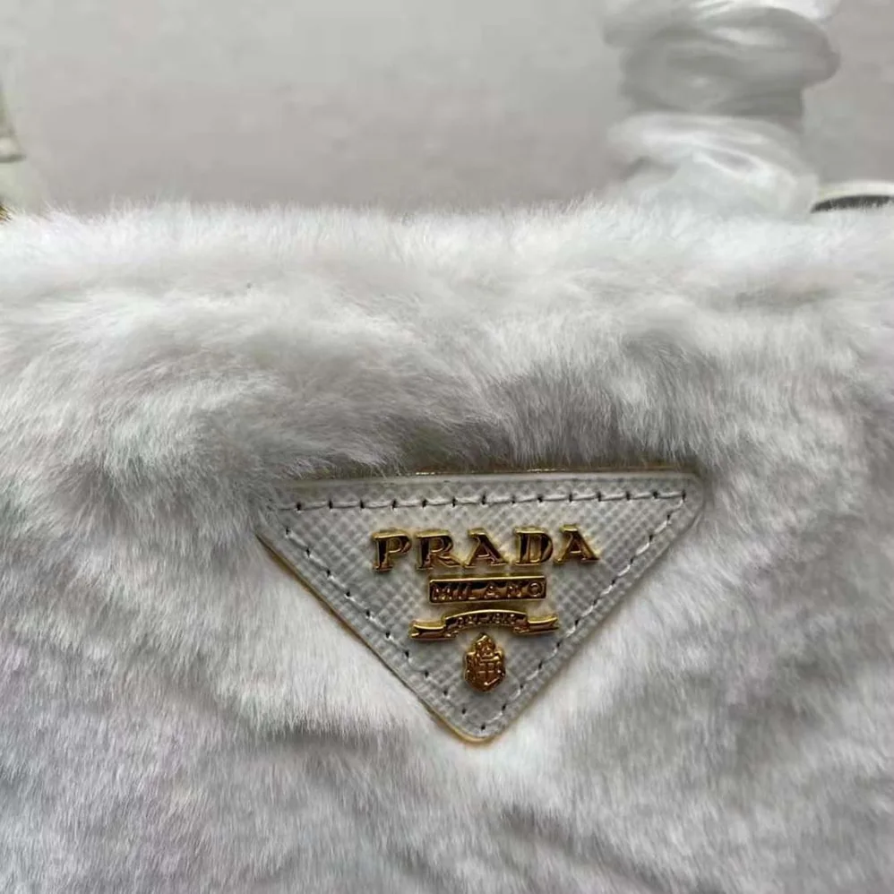 Prada Panier Shearling Mini-Bag for Women in White Prada Panier Shearling Mini-Bag for Women in White