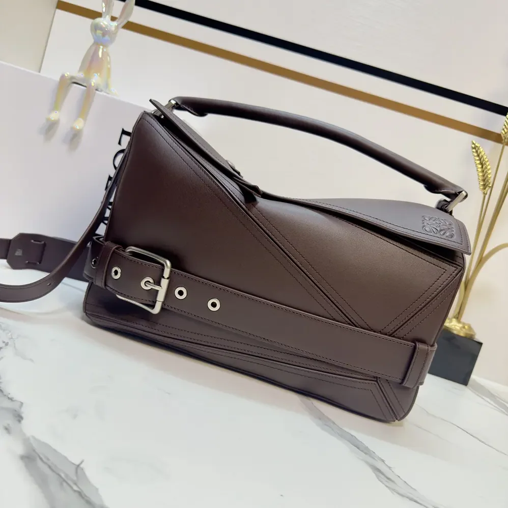 Loewe Small Puzzle Biker Bag in Shiny Calfskin for Unisex Loewe Small Puzzle Biker Bag in Shiny Calfskin for Unisex