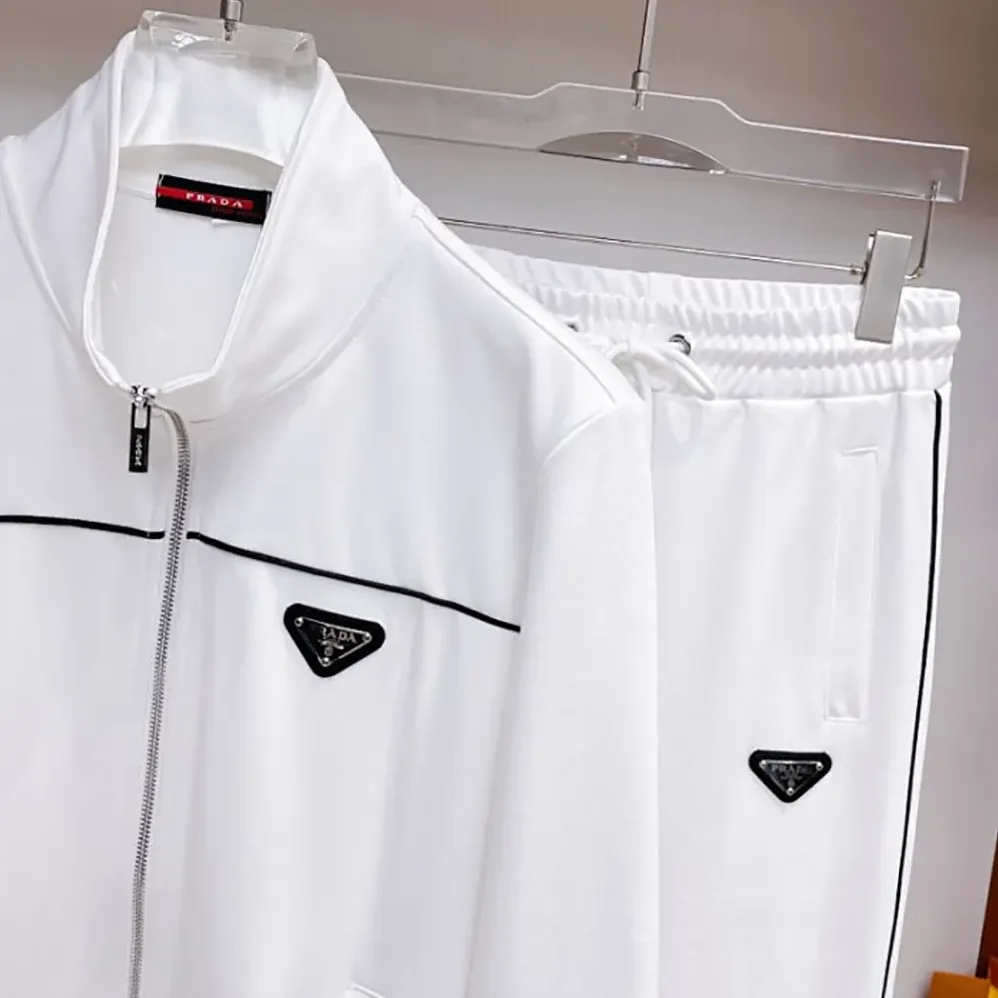 Prada Sweatshirt with Re-Nylon Details for Men in White Prada Sweatshirt with Re-Nylon Details for Men in White