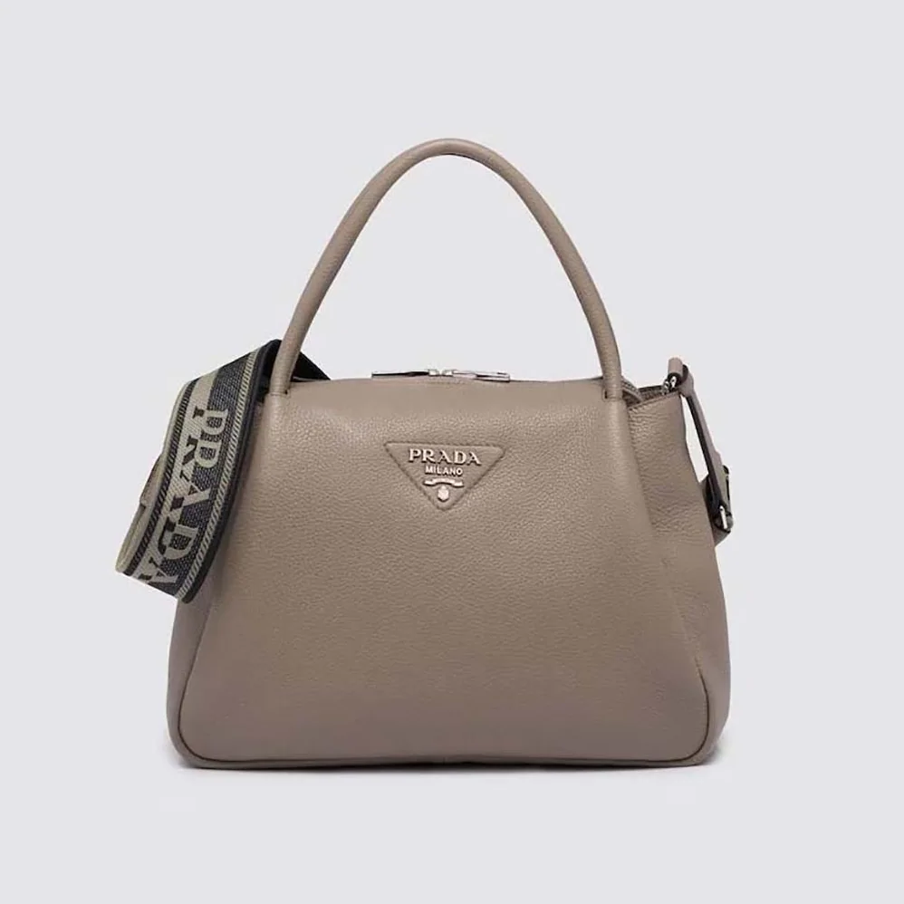 Prada Large Leather Handbag for Women in Gray