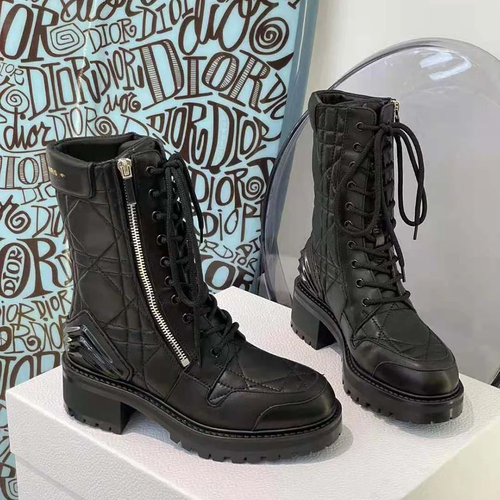 Dior D-Leader Ankle Boot Black Quilted Cannage Calfskin for Women