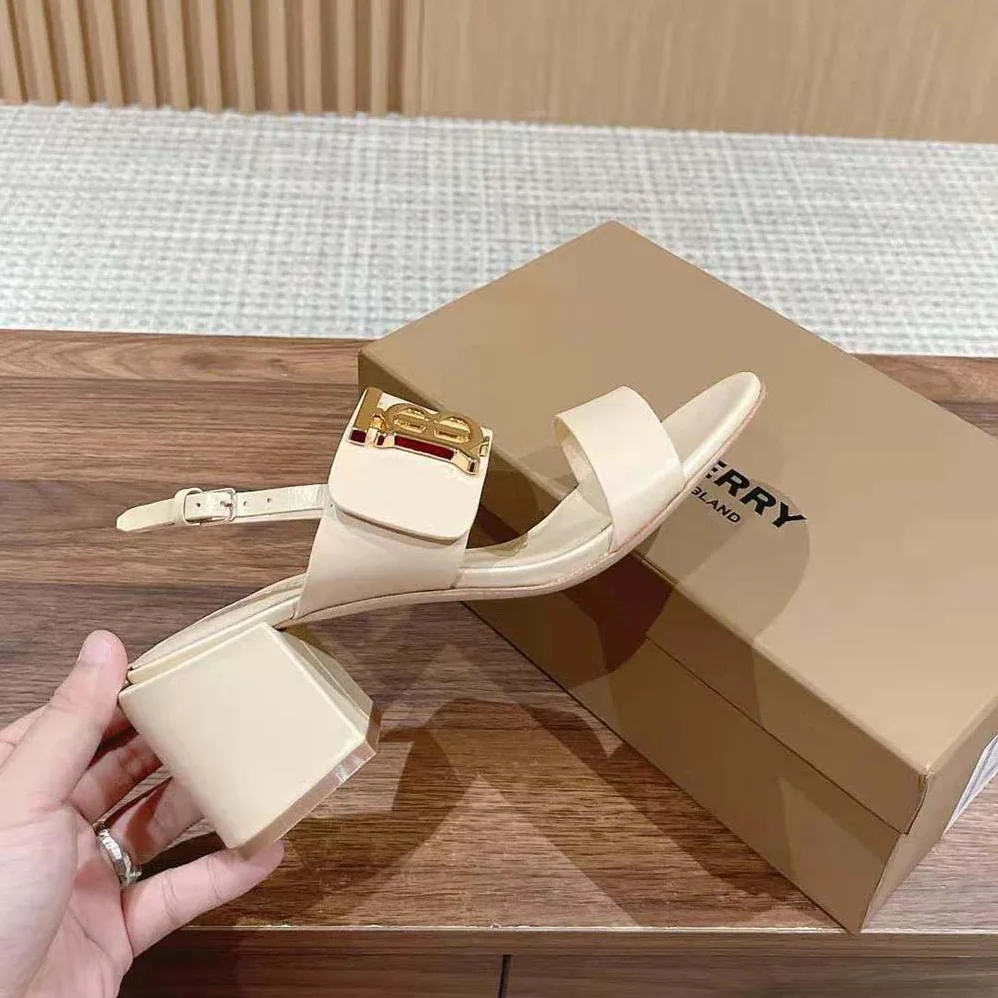 Burberry Monogram Motif Leather Sandals for Women in White Burberry Monogram Motif Leather Sandals for Women in White
