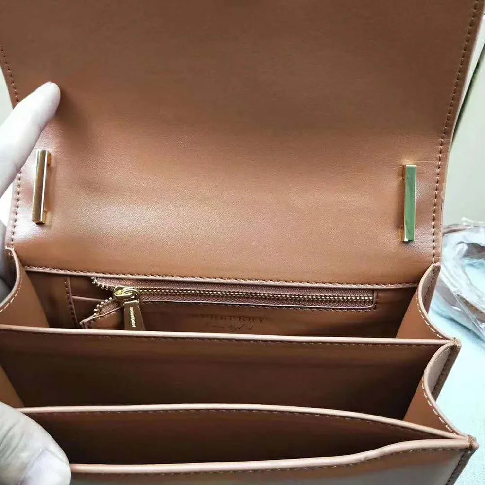 Burberry Small Leather TB Bag for Women in Brown
