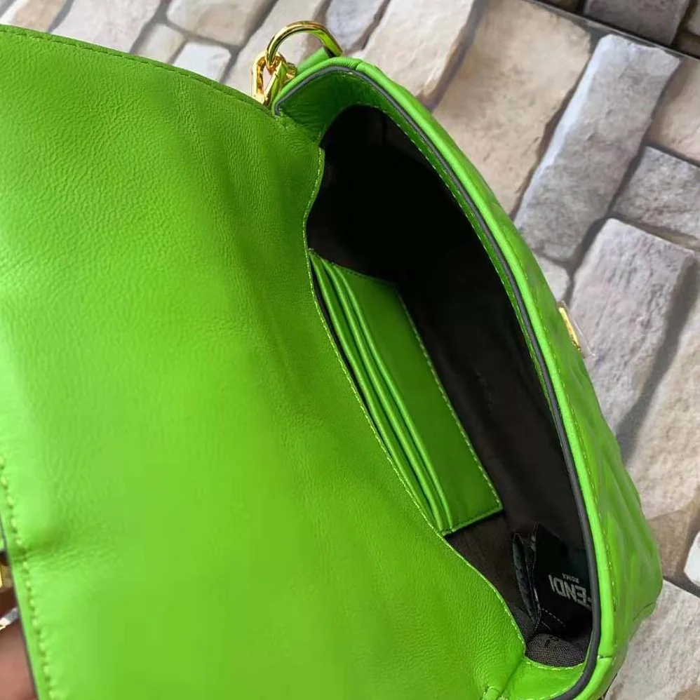 Fendi Baguette Soft Nappa Leather Bag for Women in Green