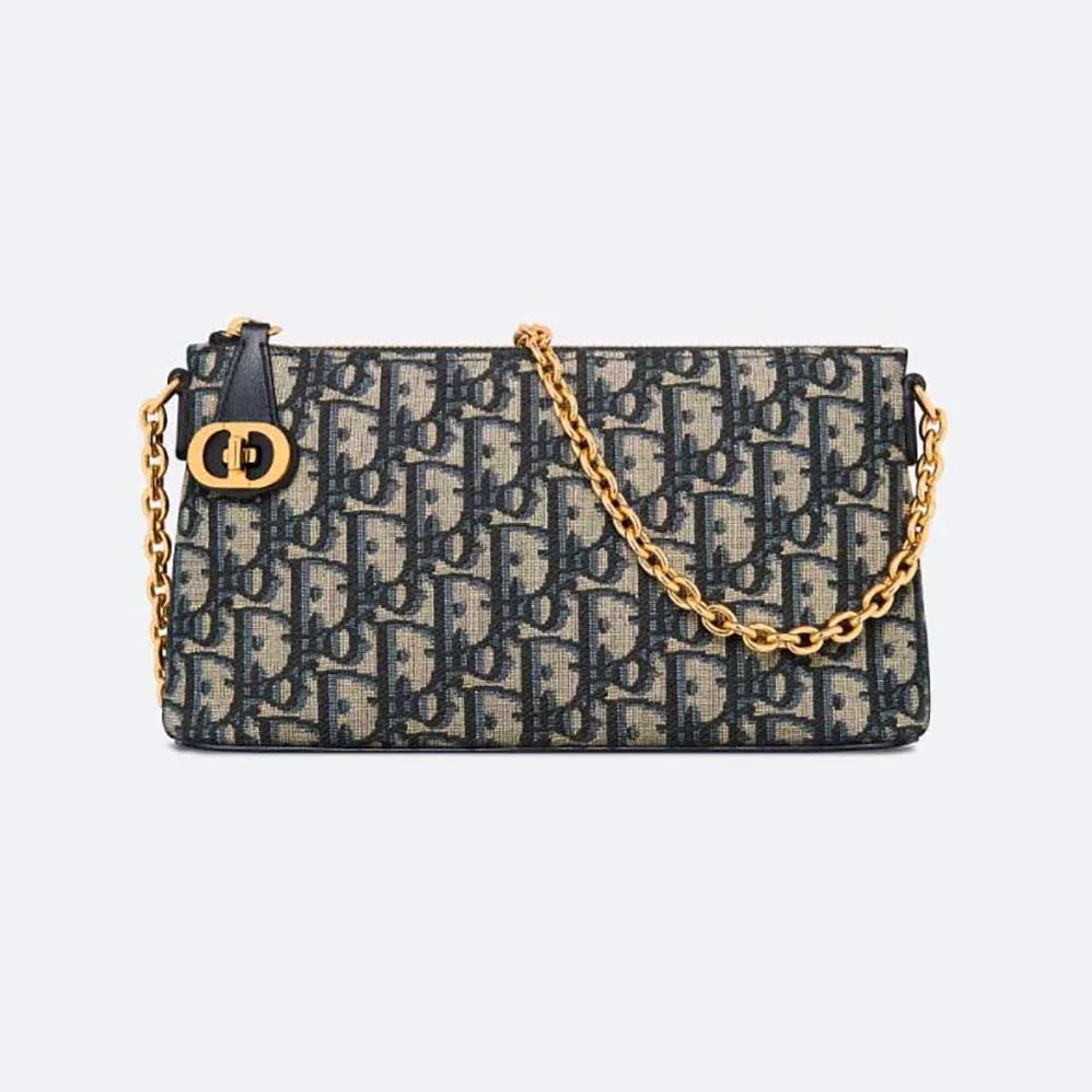 Dior 30 Montaigne Dior Midi Mini Bag Blue Dior Oblique Jacquard for Women
