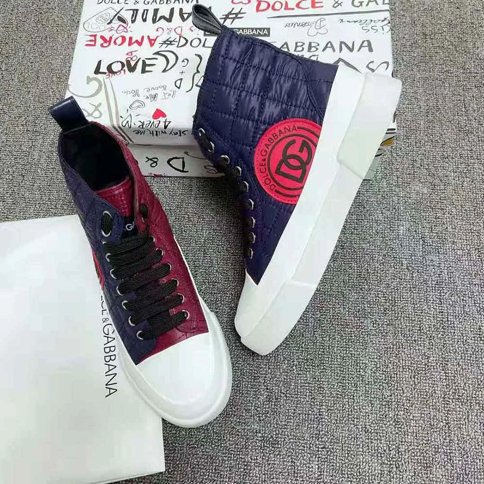 Dolce Gabbana D&G Quilted Two-Tone Nylon Portofino Light Mid-Top Sneakers for Unisex in Navy Dolce Gabbana D&G Quilted Two-Tone Nylon Portofino Light Mid-Top Sneakers for Unisex in Navy