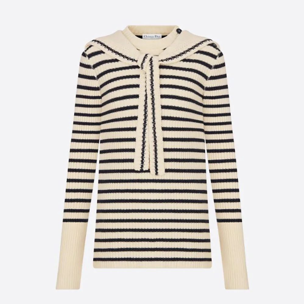 Dior Mariniere Sweater with Removable Collar for Women