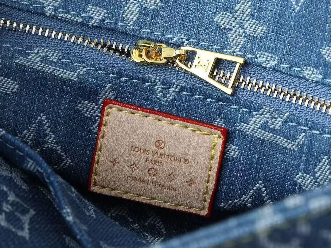 Louis Vuitton OnTheGo PM Tote Bag in Denim Blue Gold Hardware