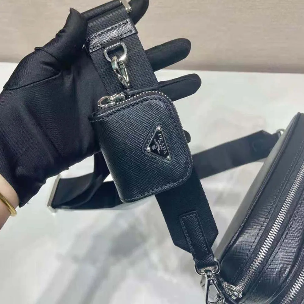 Prada Saffiano Leather Shoulder Bag for Men in Black Prada Saffiano Leather Shoulder Bag for Men in Black