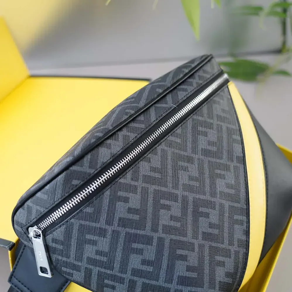 Fendi Diagonal Belt Bag Gray Fabric Belt Bag for Men in Yellow Fendi Diagonal Belt Bag Gray Fabric Belt Bag for Men in Yellow