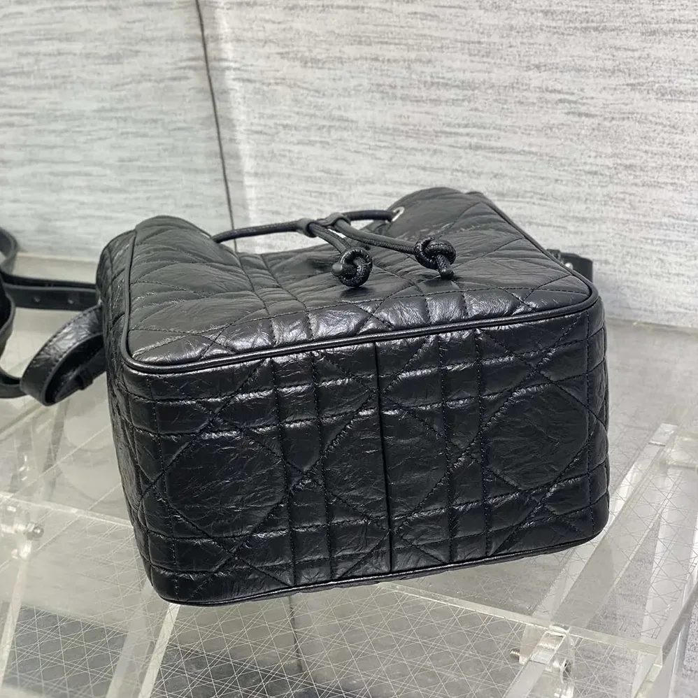 Dior Medium D-Motion Bag Black Macrocannage Crinkled Calfskin for Women Dior Medium D-Motion Bag Black Macrocannage Crinkled Calfskin for Women