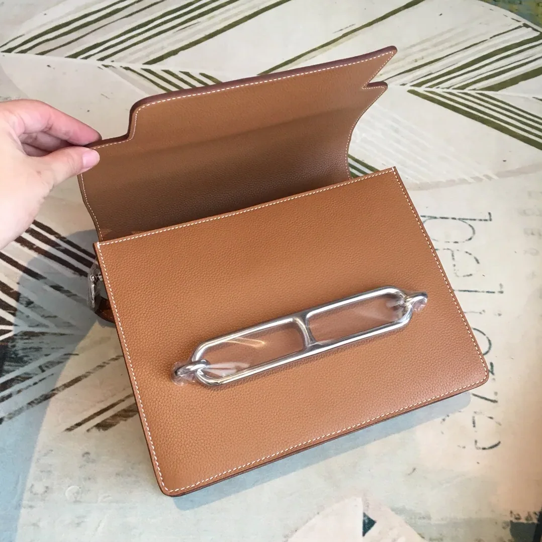 Hermes Mini Evercolor Sac Roulis 19 Brown Palladium Hardware / Hermes Mini Evercolor Sac Roulis 19 Brown Palladium Hardware /