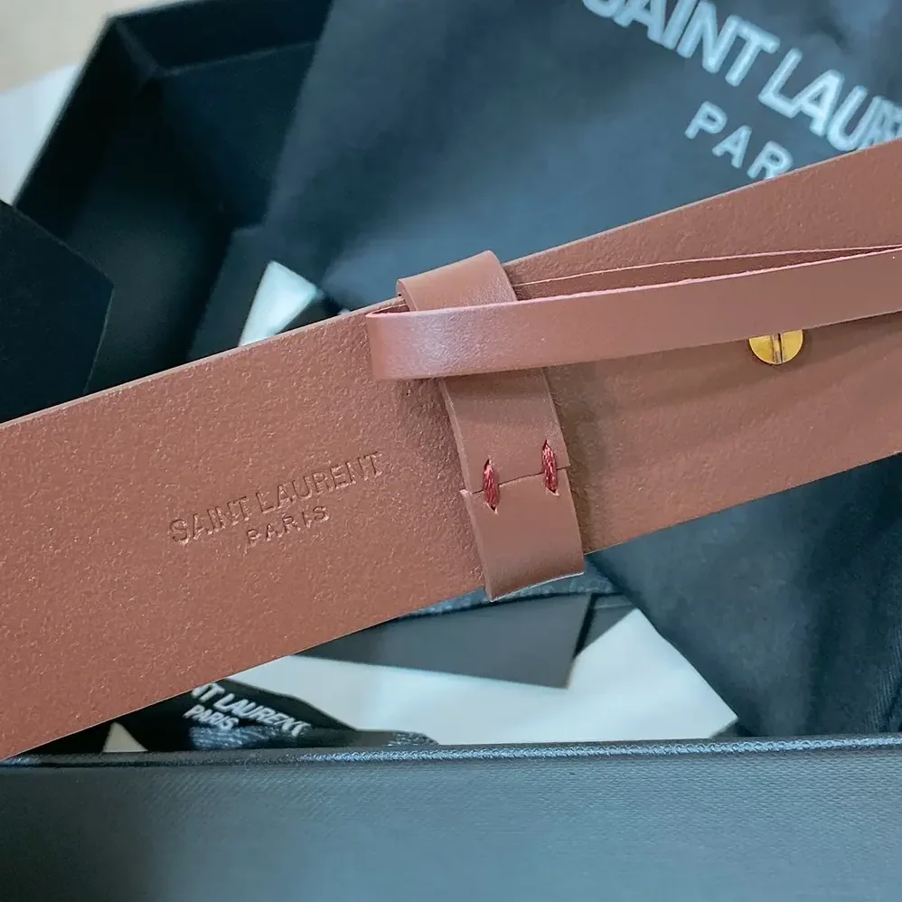 Saint Laurent YSL Motorcycle Belt in Leather for Unisex