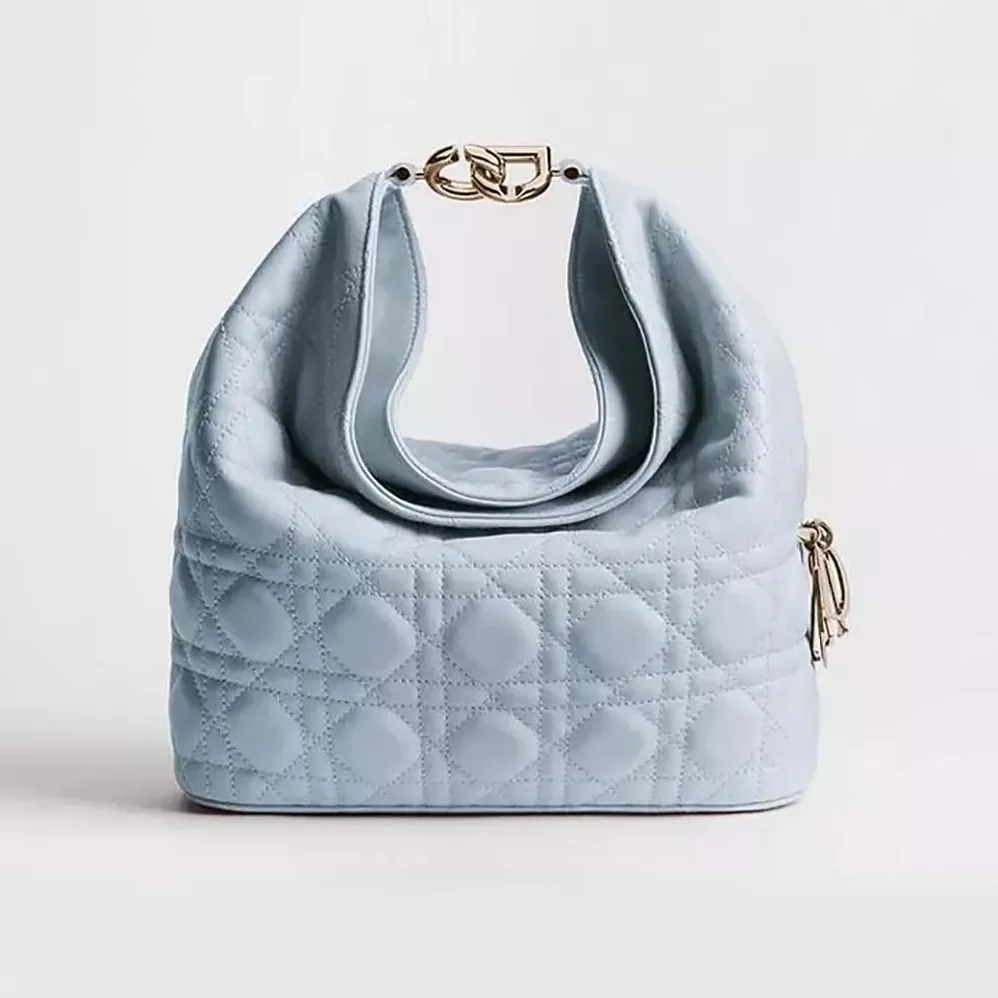 Dior Small Dior Toujours Hobo Bag Ice Blue Cannage Lambskin for Women