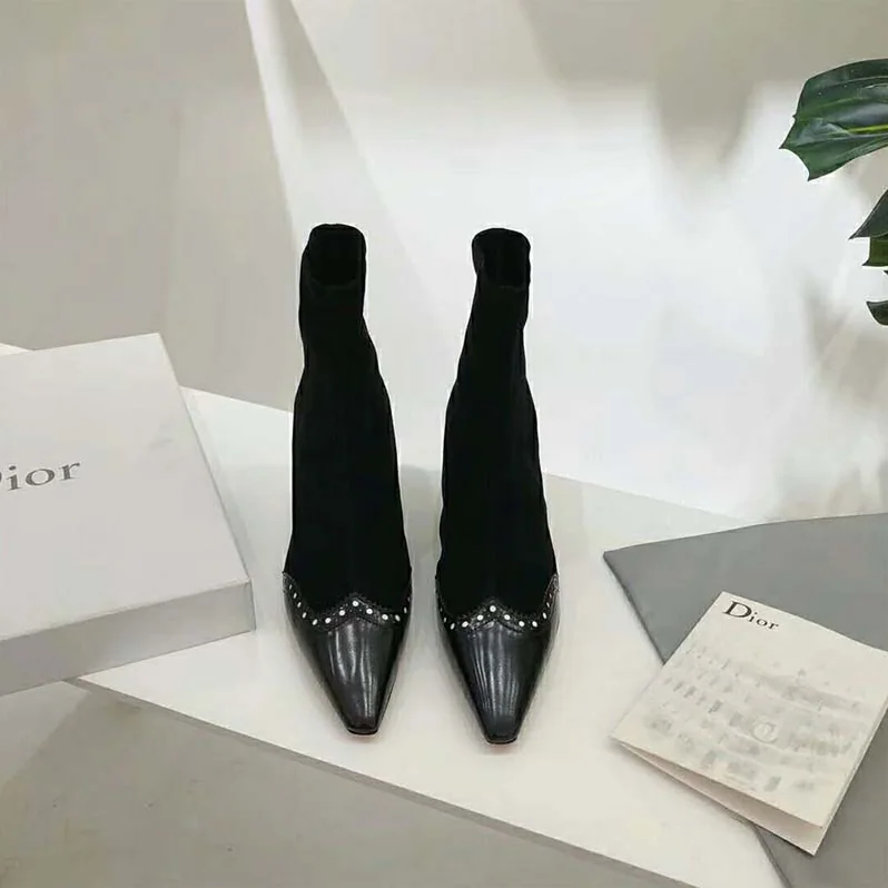 Dior Spectadior Ankle Boot in Stretch Suede Calfskin 65mm Heel for Women in Black Dior Spectadior Ankle Boot in Stretch Suede Calfskin 65mm Heel for Women in Black