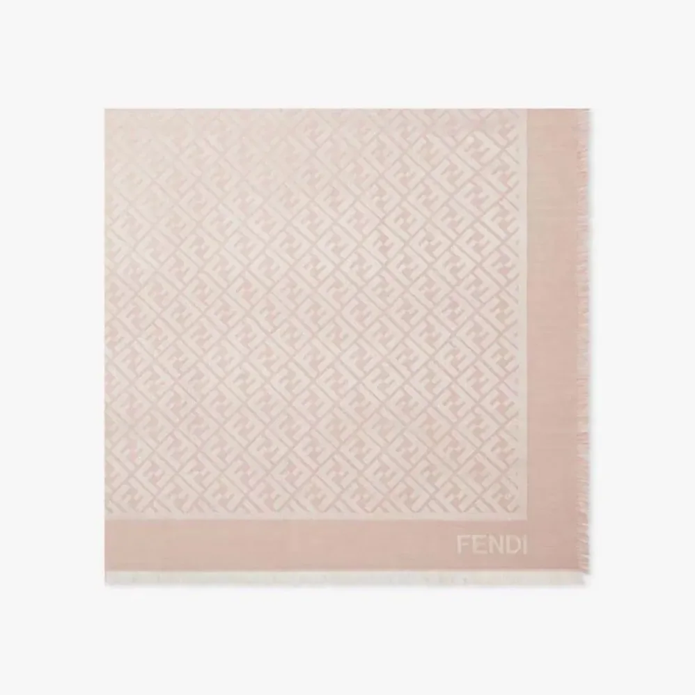 Fendi FF Pink Organic Silk Shawl for Unisex Fendi FF Pink Organic Silk Shawl for Unisex