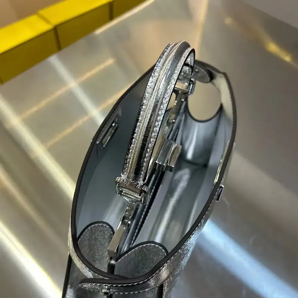 Fendi Peekaboo ISeeU Petite Small Silver Padded Nappa Leather Bag for Women Fendi Peekaboo ISeeU Petite Small Silver Padded Nappa Leather Bag for Women