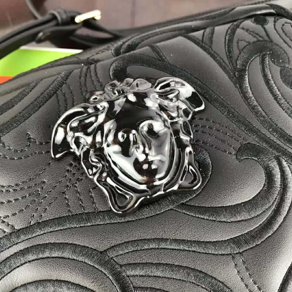 Versace Embroidered Baroque Shoulder Bag for Women in Black Versace Embroidered Baroque Shoulder Bag for Women in Black