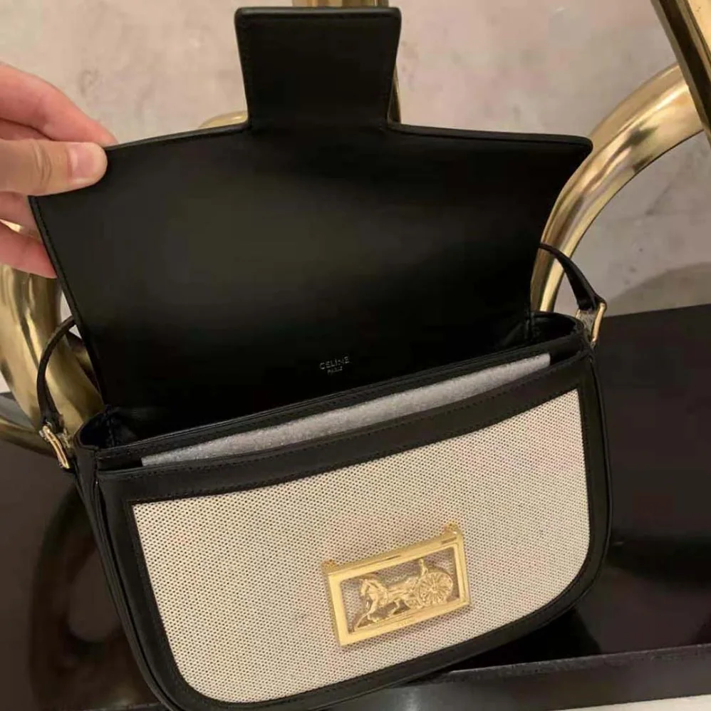 Celine Medium Sulky Bag in Textile and Calfskin for Women Celine Medium Sulky Bag in Textile and Calfskin for Women