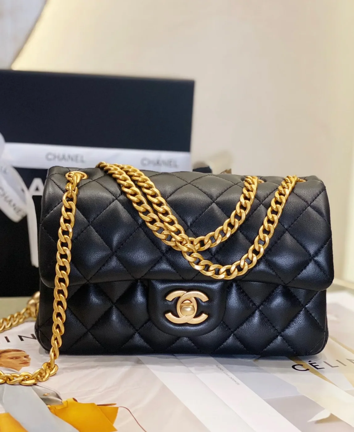 Chanel CC Flap Bag Small Crossbody in Black Gold Hardware