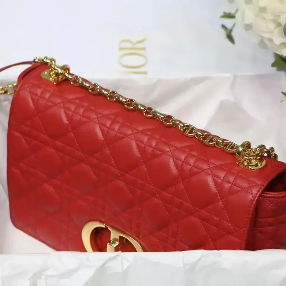 Dior Large Dior Caro Bag Red Soft Cannage Calfskin for Women Dior Large Dior Caro Bag Red Soft Cannage Calfskin for Women